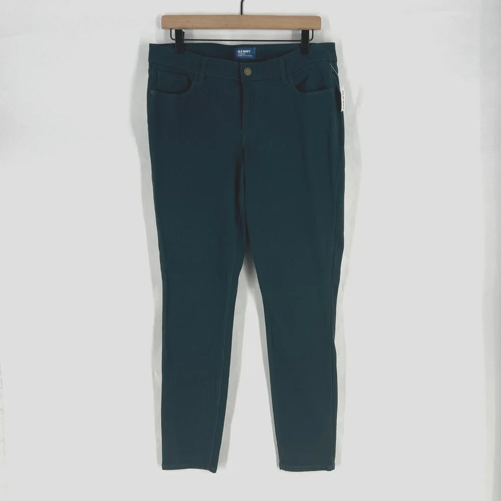 Old Navy Rockstar‎ Jeans Womens 12 Green Brushed Twill Stretch Mid Rise Skinny